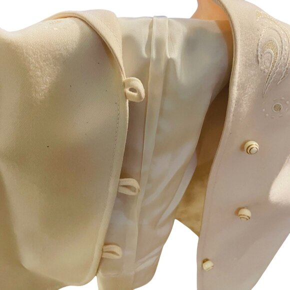 Your Sixth Sense Womens 40 Ivory Blazer Jacket Embroidered Buttons Long Sleeve - Picture 4 of 16